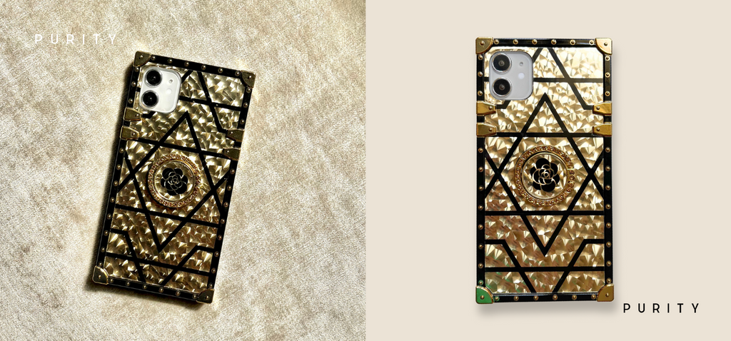 Gold geometric phone case by PURITY