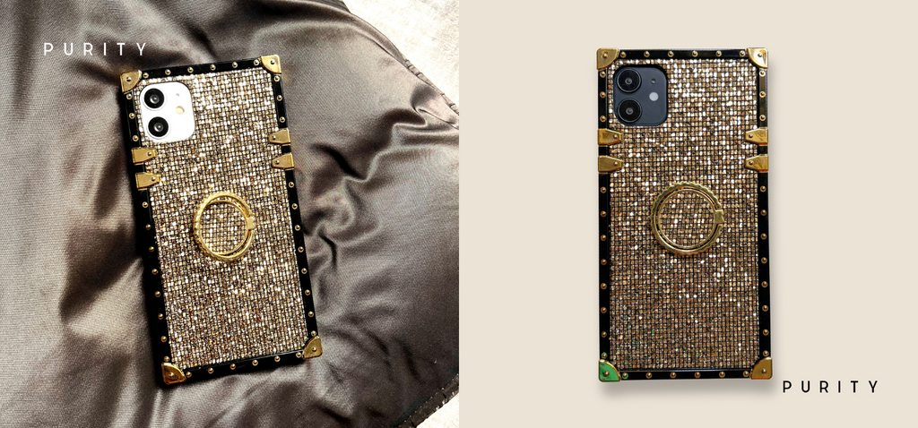 "Pyrite" Gold glitter phone case by PURITY