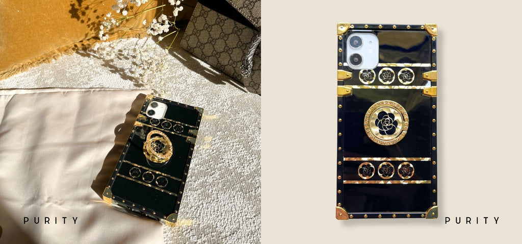 "Yin" iPhone 12 Case by PURITY (Black and gold phone case)
