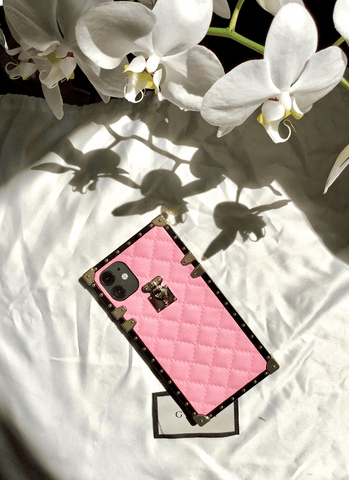 Pink leather phone case by PURITY