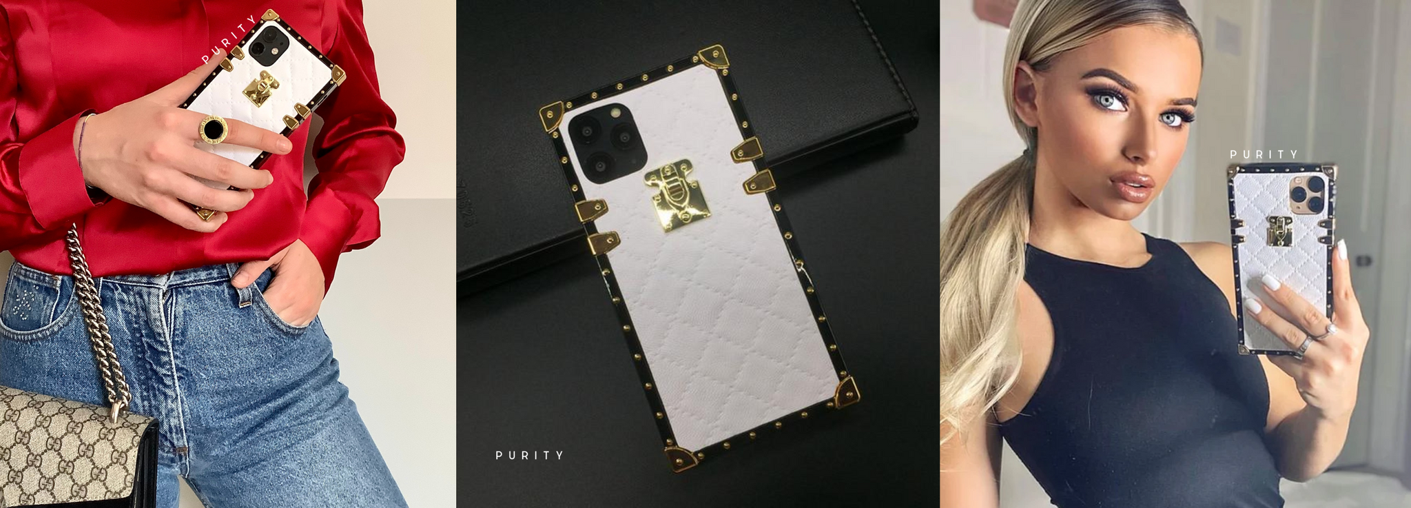 White and gold phone case by PURITY