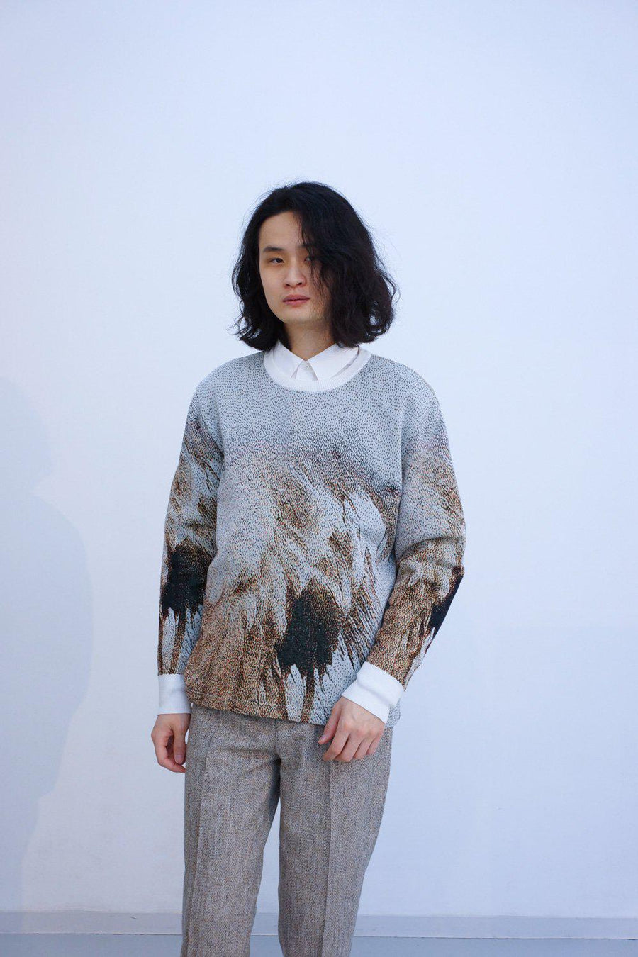 ダークブラウン 茶色 hatra ハトラ SYN FEATHER SWEATER