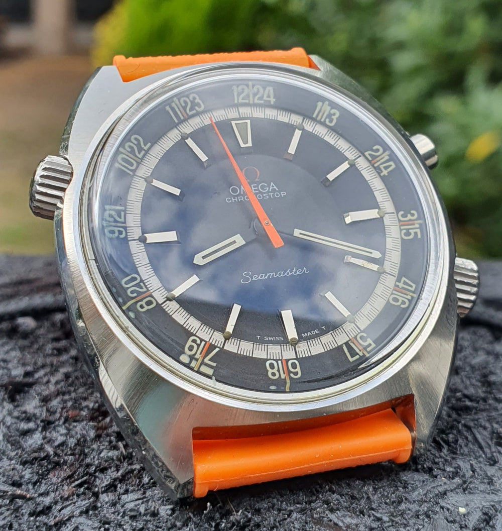 Omega Seamaster Chronostop Dive Style Watch with 24 Hour Inner Bezel M ...