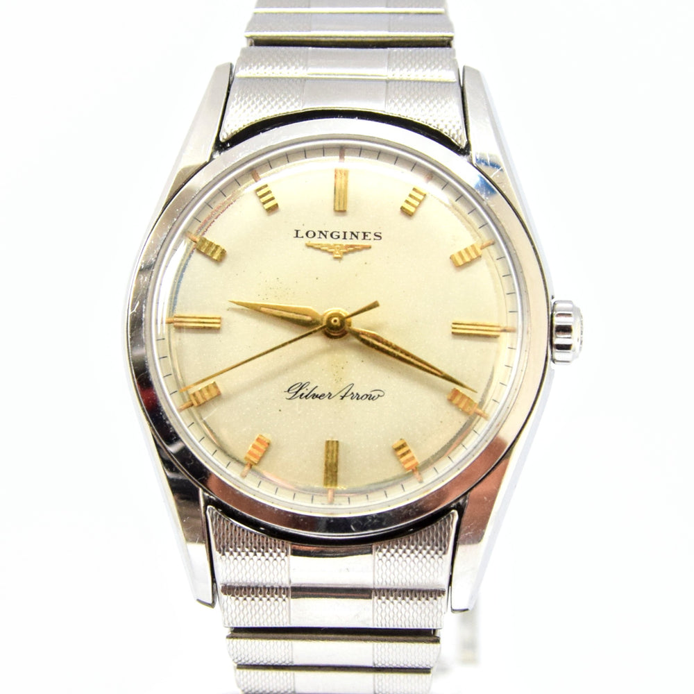 1957 Longines Silver Arrow Manual Wind in Stainless Steel on Rare Long ...