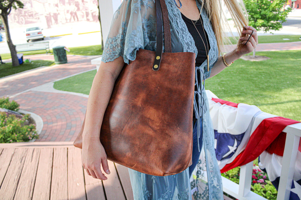 Saddle Brown Luxury Leather Tote by Kerry Noël is the Perfect Mother's Day Gift!