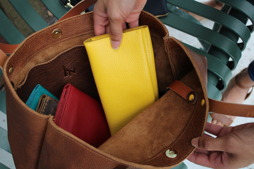 Leather Designer Wallet, Yellow