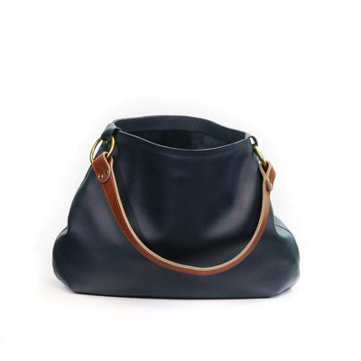 Small Black Leather Hobo Bag - Slouchy Shoulder Purse