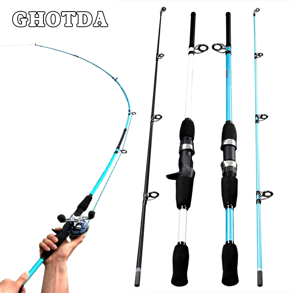 (e) - Ghotda - vara de pesca lançadora de isca, vara leve, 1.5m, 1.8m, peso 3g-21g, ultra leve tem boa envergadura flexível.