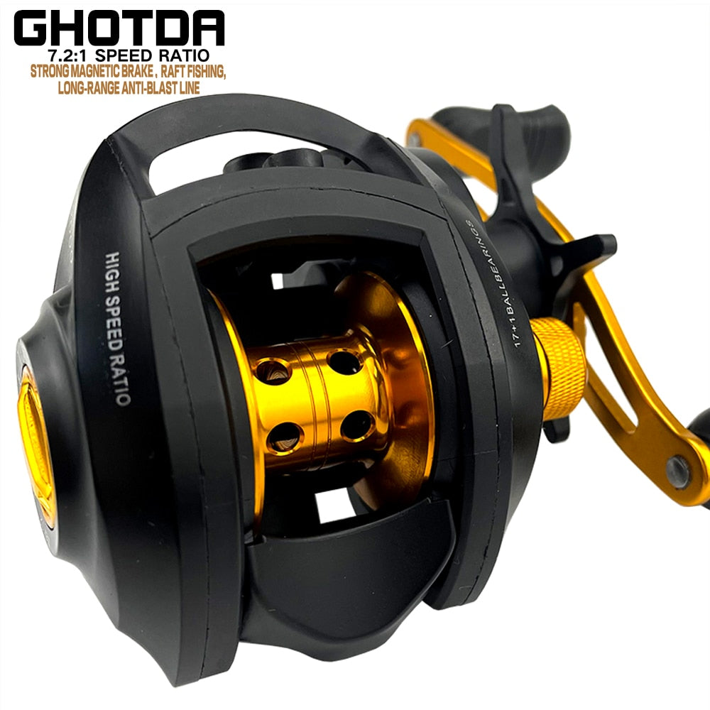 (g) - Ghotda - Carretel sistema de freio magnético, carretel de pesca de metal 8kg 17 + 1 bb 7.2:1,