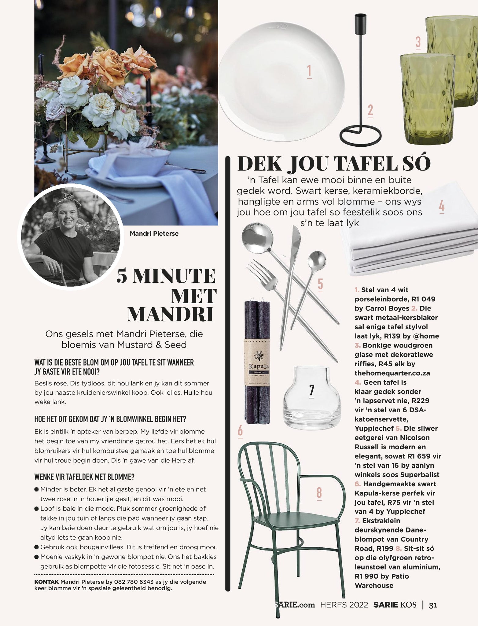 The Home Quarter featured in Sarie magazine