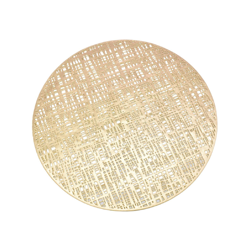 Champagne Pvc Woven Round Placemat Set