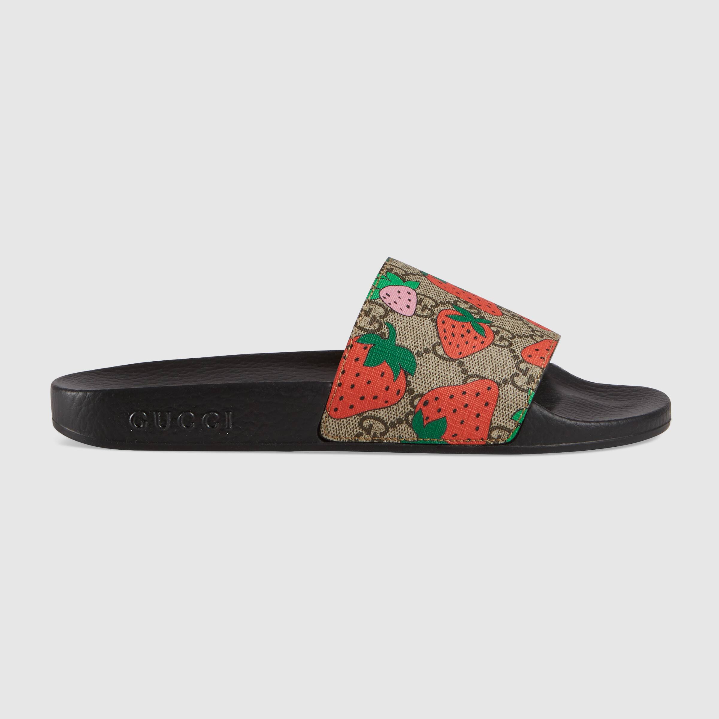 gg gucci strawberry slide sandal