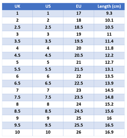 Size Charts – Custom Converse Ltd.