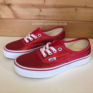 red glitter vans womens