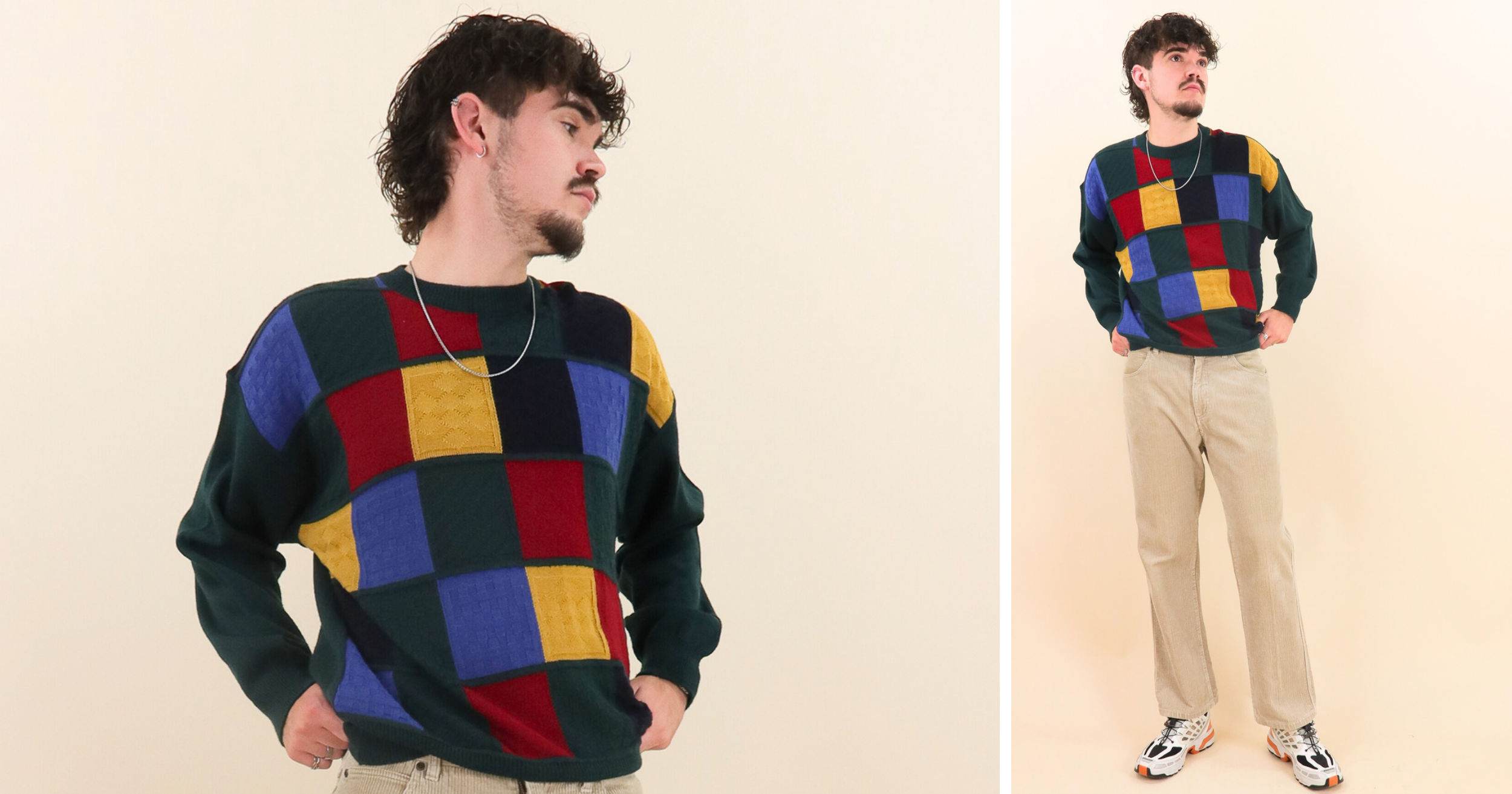 90s color block sweater