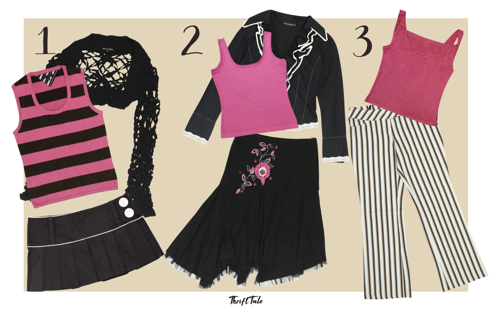Y2K black and pink outfits