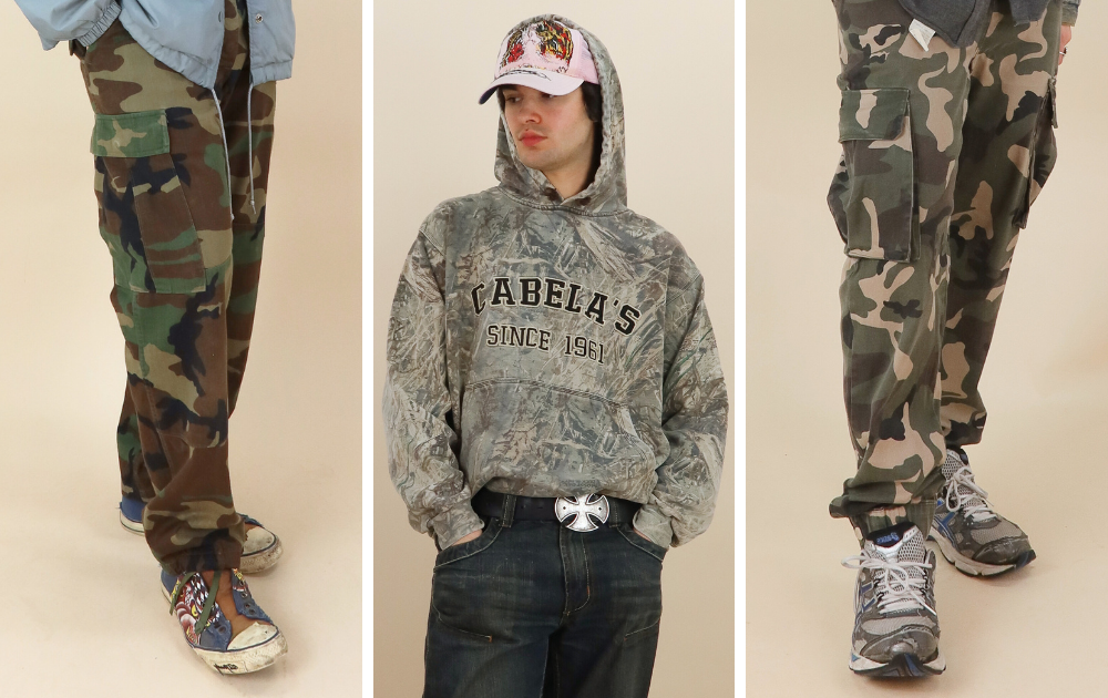 Men's camo print Y2K clothes