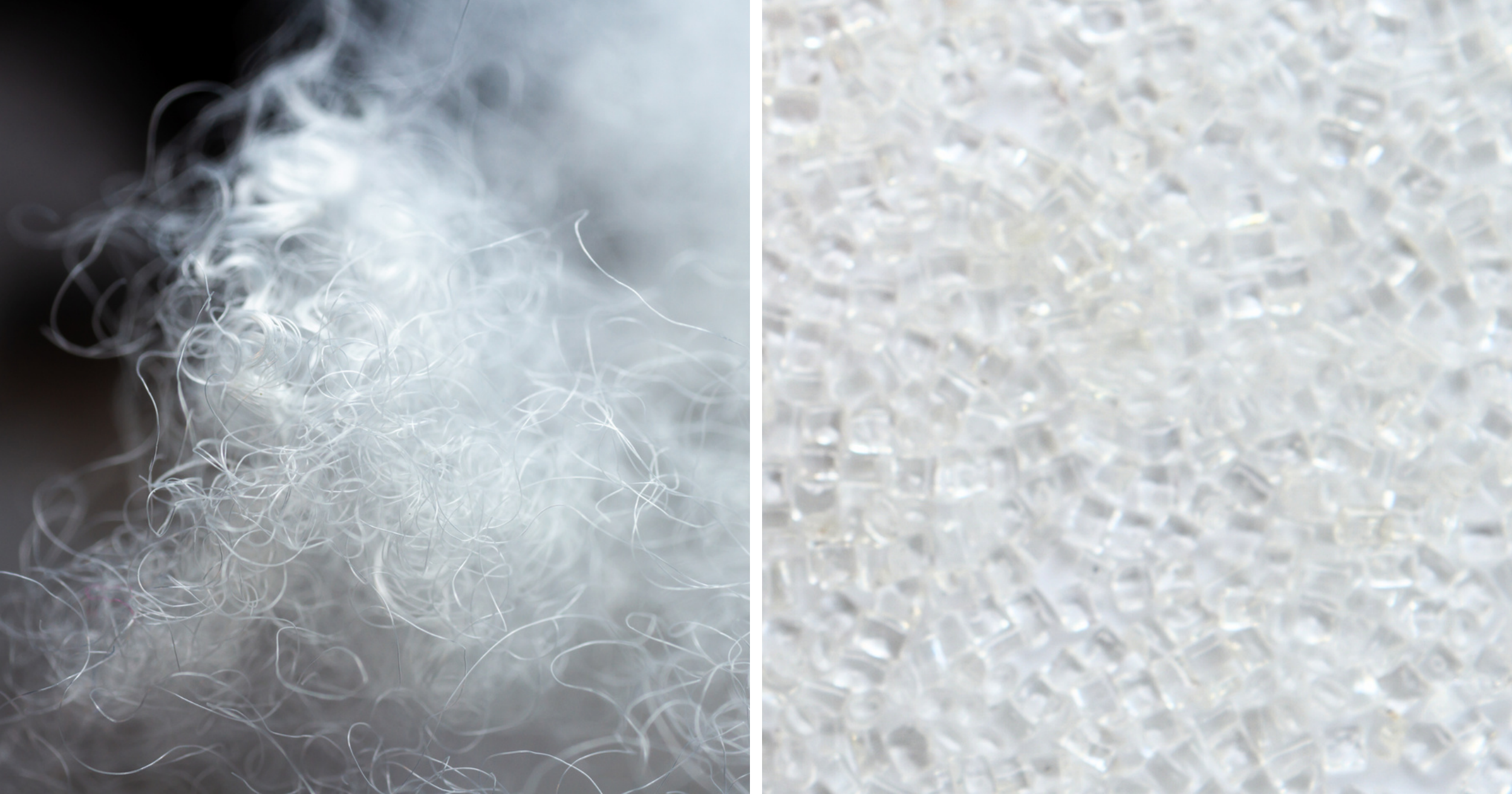 polyester fibers and PET pellets