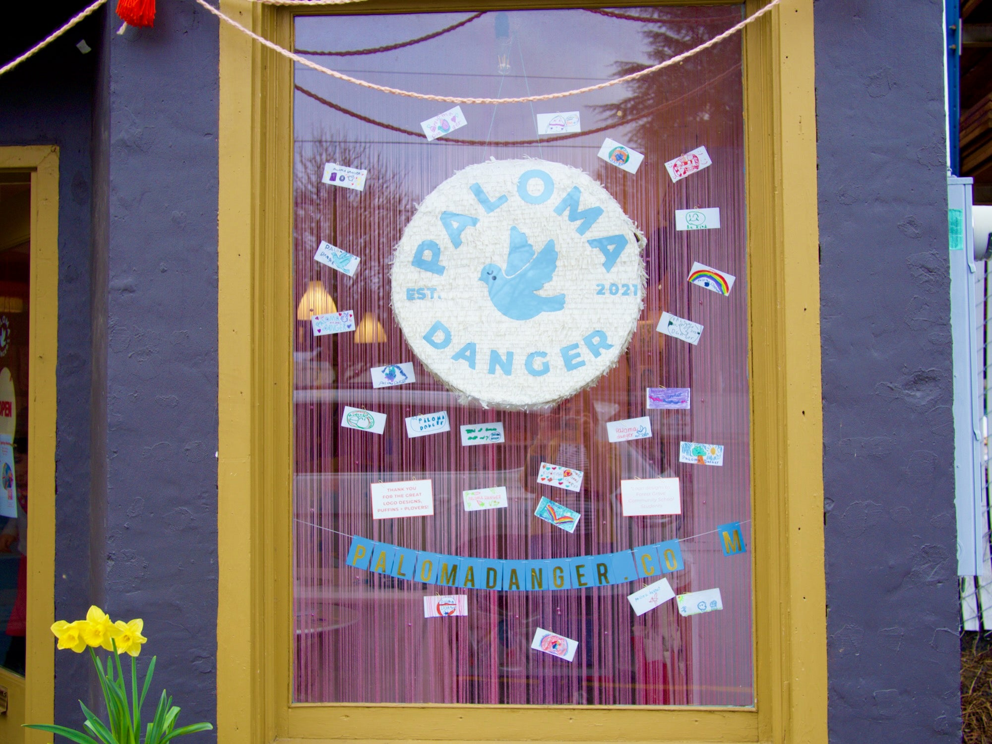 Student Stickers on Display at the Paloma Danger Shop