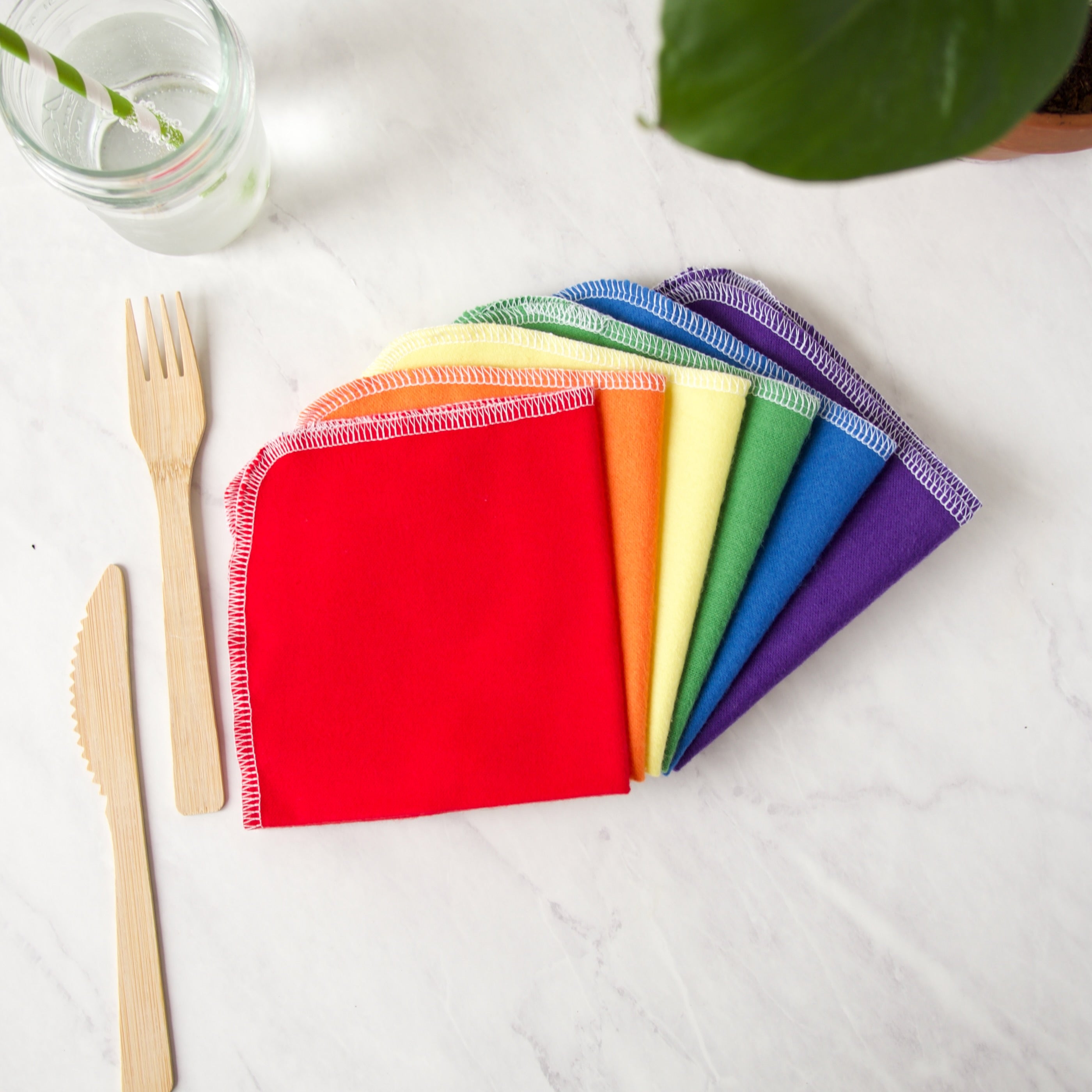 reusable napkins in Pride rainbow colors