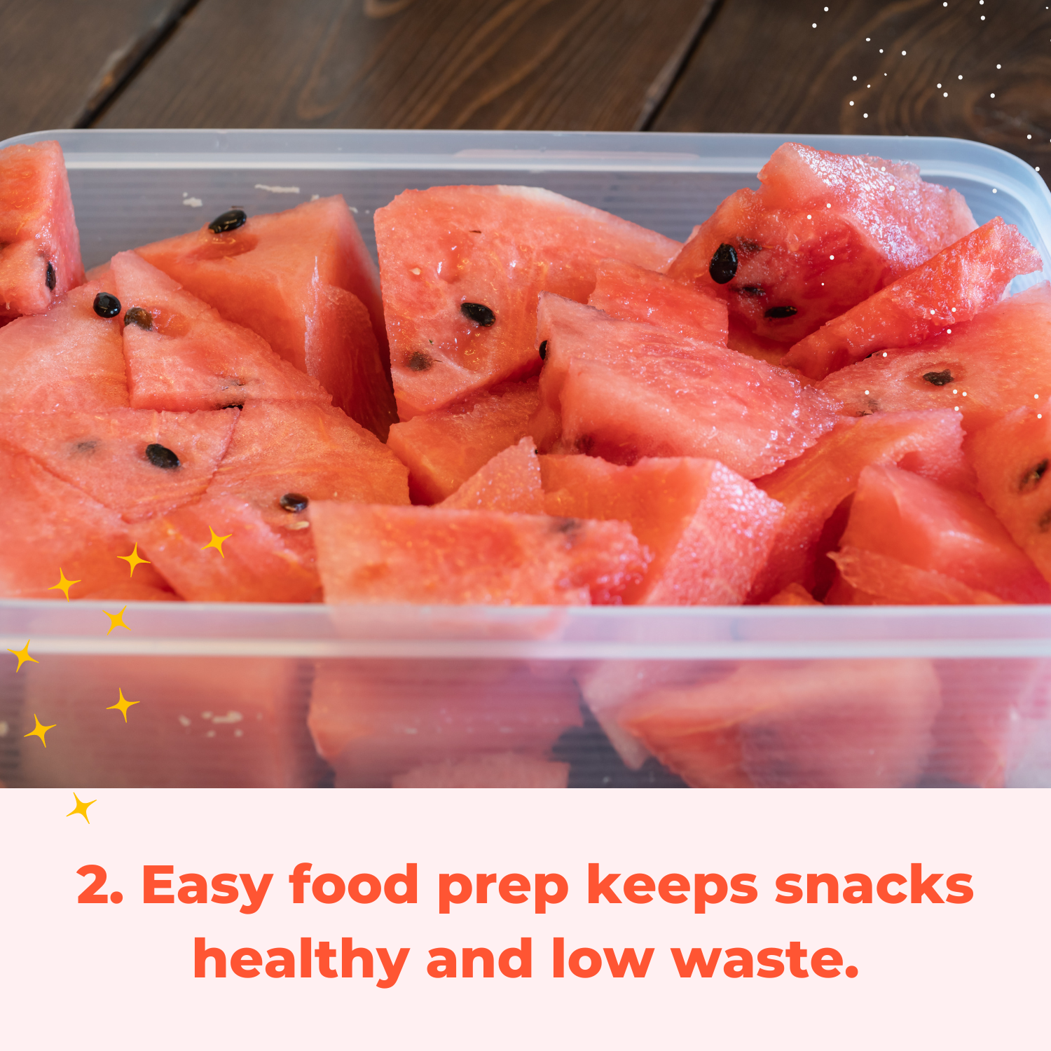 large food container holding watermelon chunks