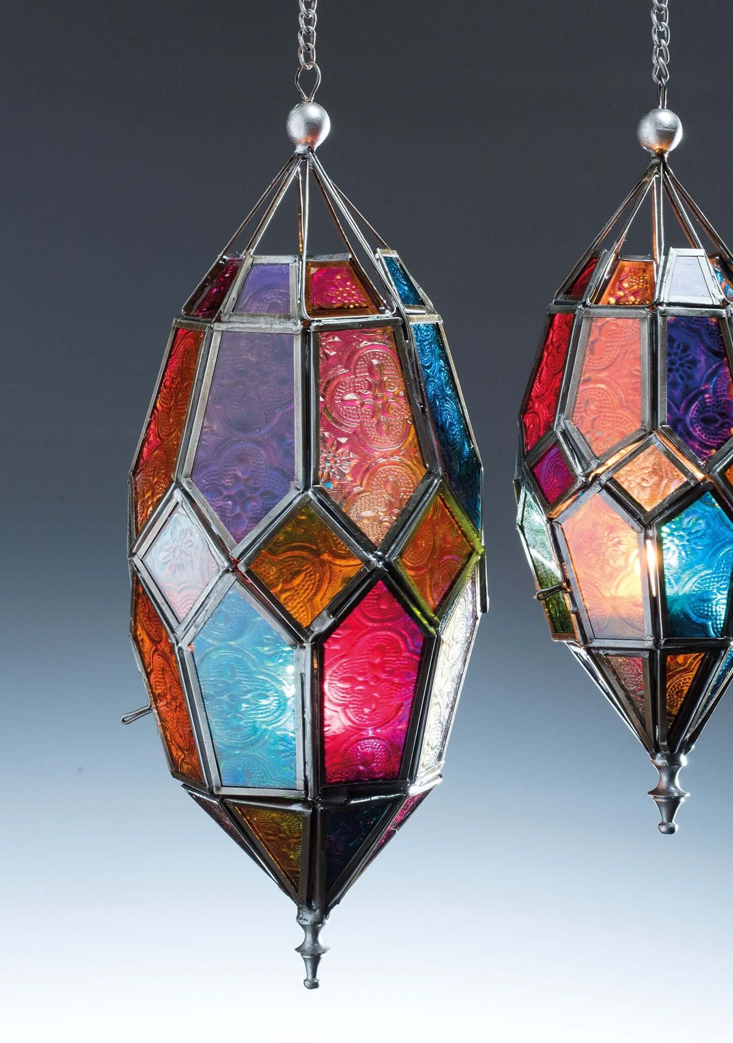 multi coloured glass lantern