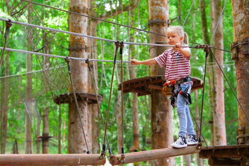 Child on a zip line