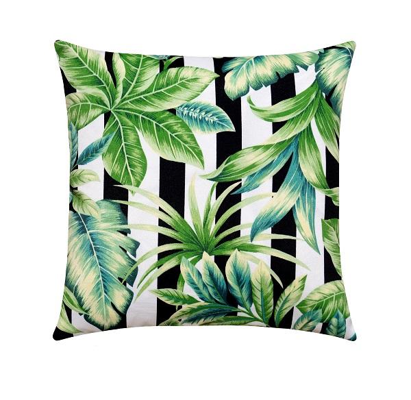 green and white striped pillows