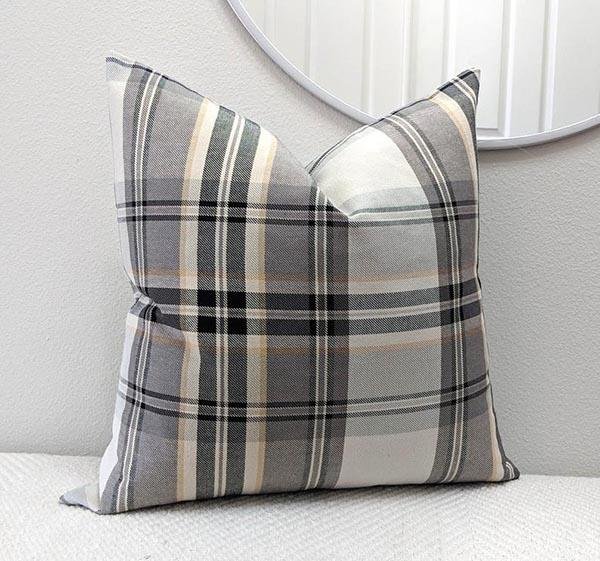 grey plaid pillow