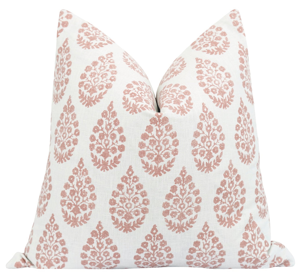 Blush Pink Ikat Lumbar Pillow with Tassels – Concord Pillows