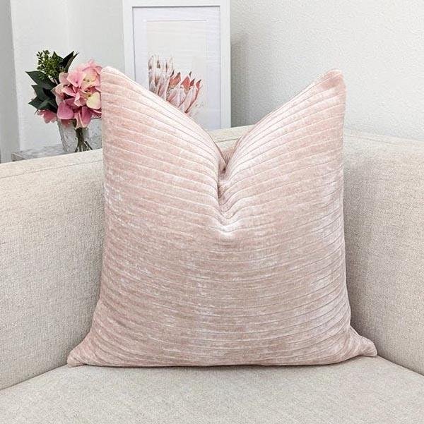 pale pink velvet cushions