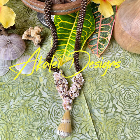 Wooden Bead and Shell Lei - Art Jewelry