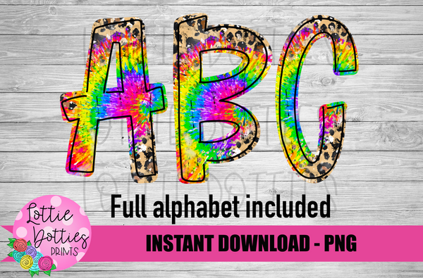 tie die alphabet clipart