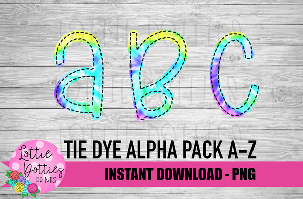 tie die alphabet clipart