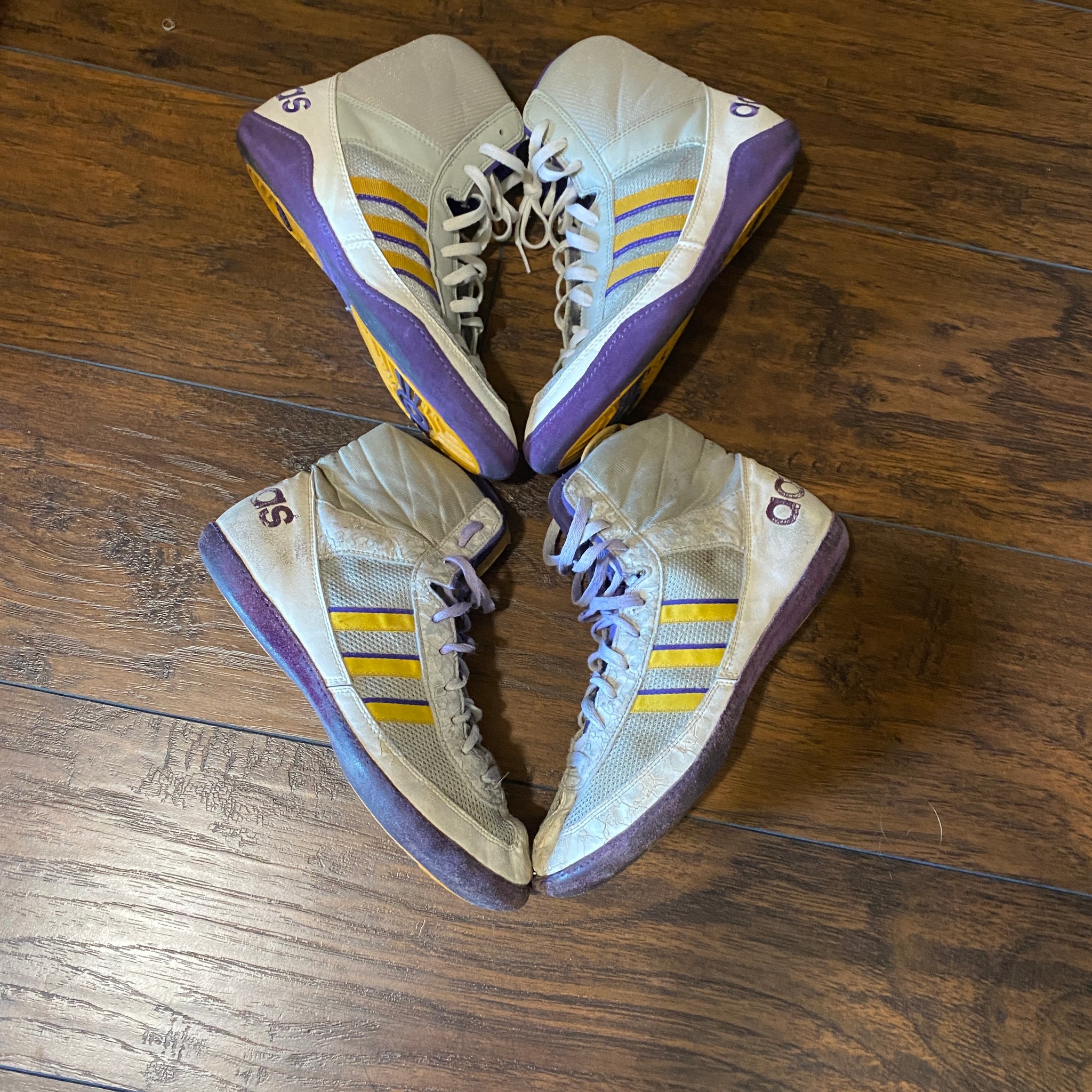 yellow adidas wrestling shoes