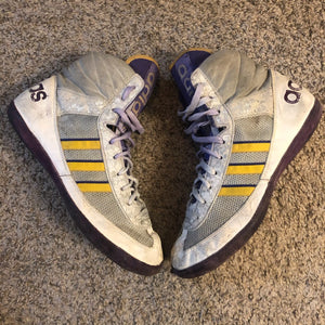 Purples and Yellow Adidas Elite 