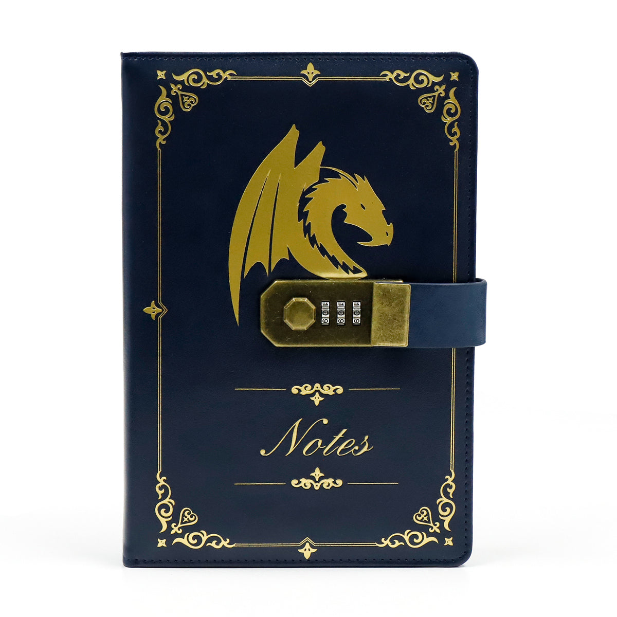 Dungeon Master A5 Vintage PU Leather Combination Lock Notebook (Blue)