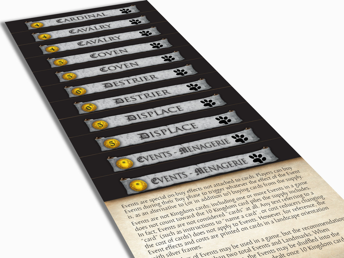 Dominion - MENAGERIE - Game Card Dividers - High Quality Printed Cards