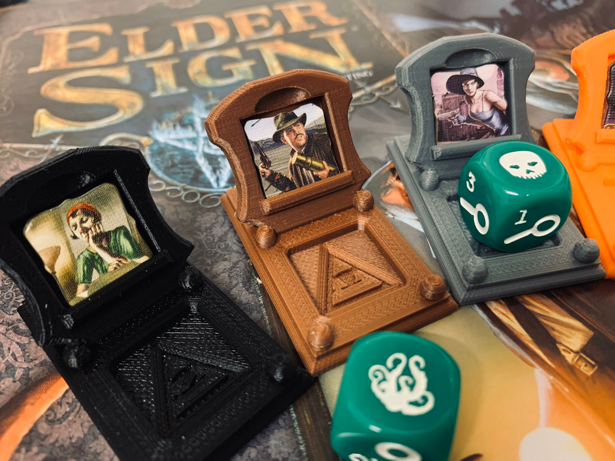 Set of 4 Elder Sign Investigator Stands with Die Holder