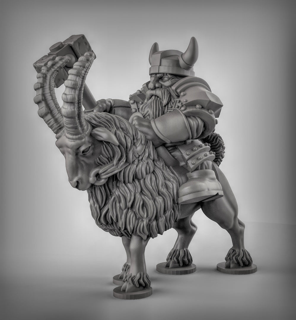 Dwarf Goat Riders Resin 3D Model for Dungeons & Dragons & Board RPGs