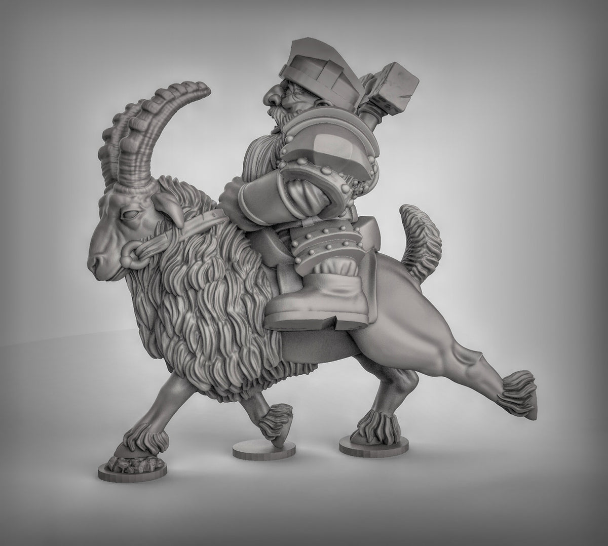 Dwarf Goat Riders Resin 3D Model for Dungeons & Dragons & Board RPGs