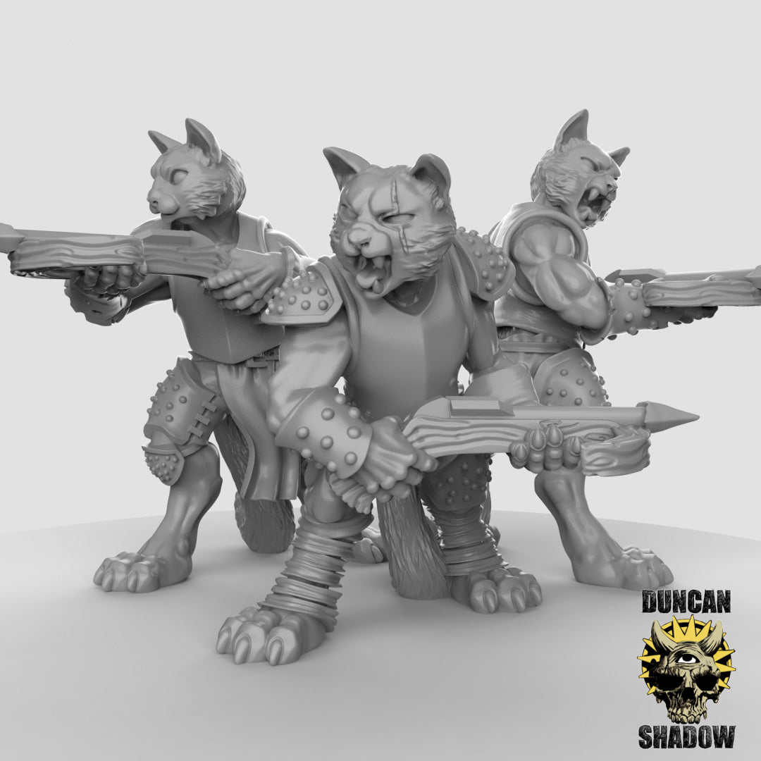 Cat Folk with Crossbows Resin Models for Dungeons & Dragons & Board RPGs