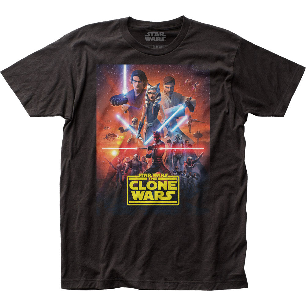 Star Wars Clone Wars Poster Mens T Shirt Black | Rock Band Merch