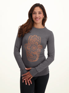 Urban Goddess Karuna Hamsa Longsleeve Shirt - Charcoal