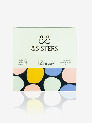 &Sisters Organic Cotton Pads With Wings x 12 - Medium