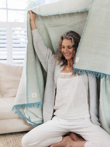 countryflyers Organic Cotton Chambray Yoga Blanket