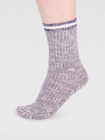 Thought Women's Molly Organic Cotton Metallic Socks - Grey Marle