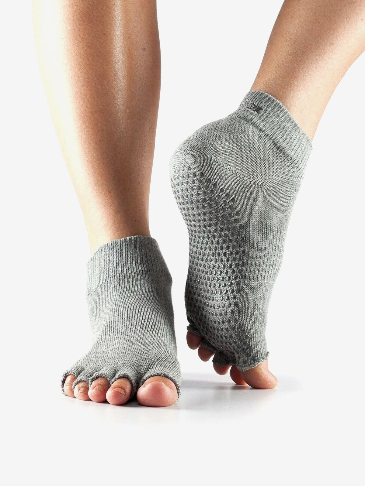 Mato & Hash Toeless Half Toe Yoga Socks With Grip - 6PK Grey CA7200 M/L 