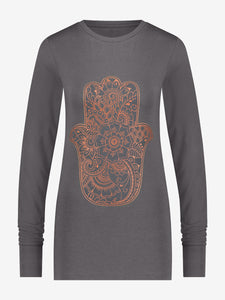 Urban Goddess Karuna Hamsa Longsleeve Shirt - Charcoal
