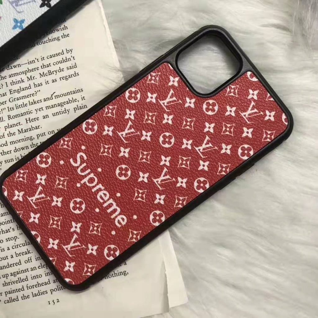 Supreme X Louis Vuitton Style Leather Designer Iphone Case For